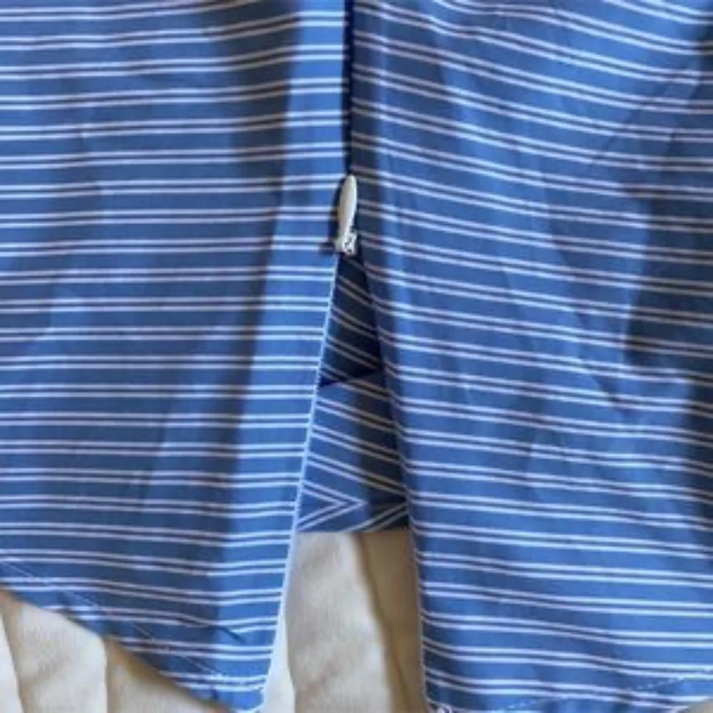 BCBGMaxAzria Blue Striped Ruched Poplin Top Size Small - Picture 13 of 15